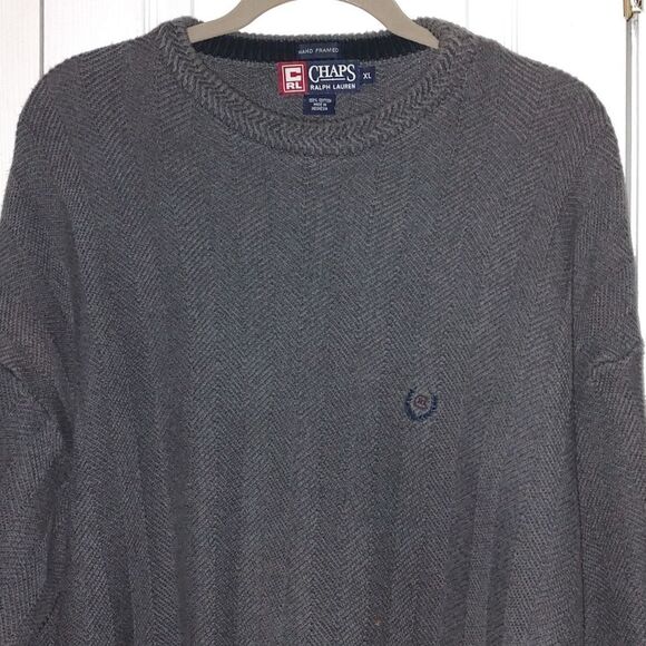 Chaps Ralph Lauren  Hand Framed Gray Sweater  Sz XL - Picture 3 of 5